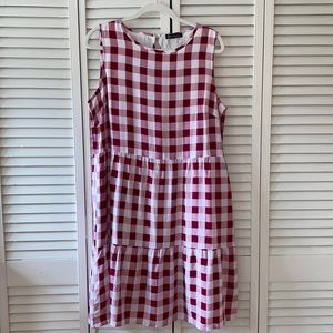Red Checkered Tiered Summer Dress